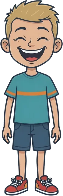 Cartoon ESA cast kid smiling